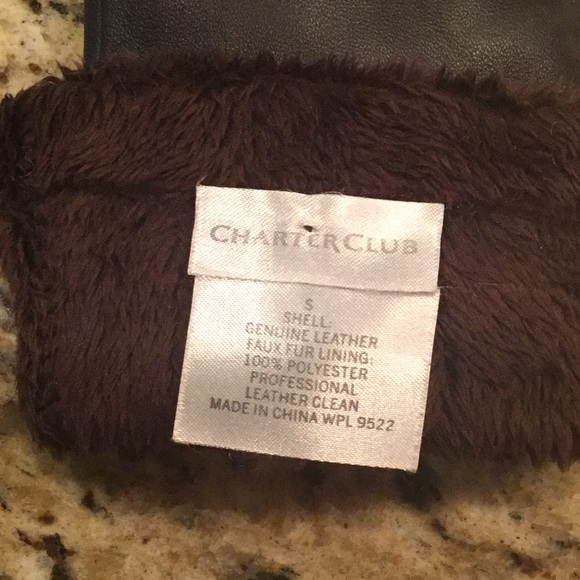 Charter Club Women's Faux Lined Leather Gloves Brown Size Regular
